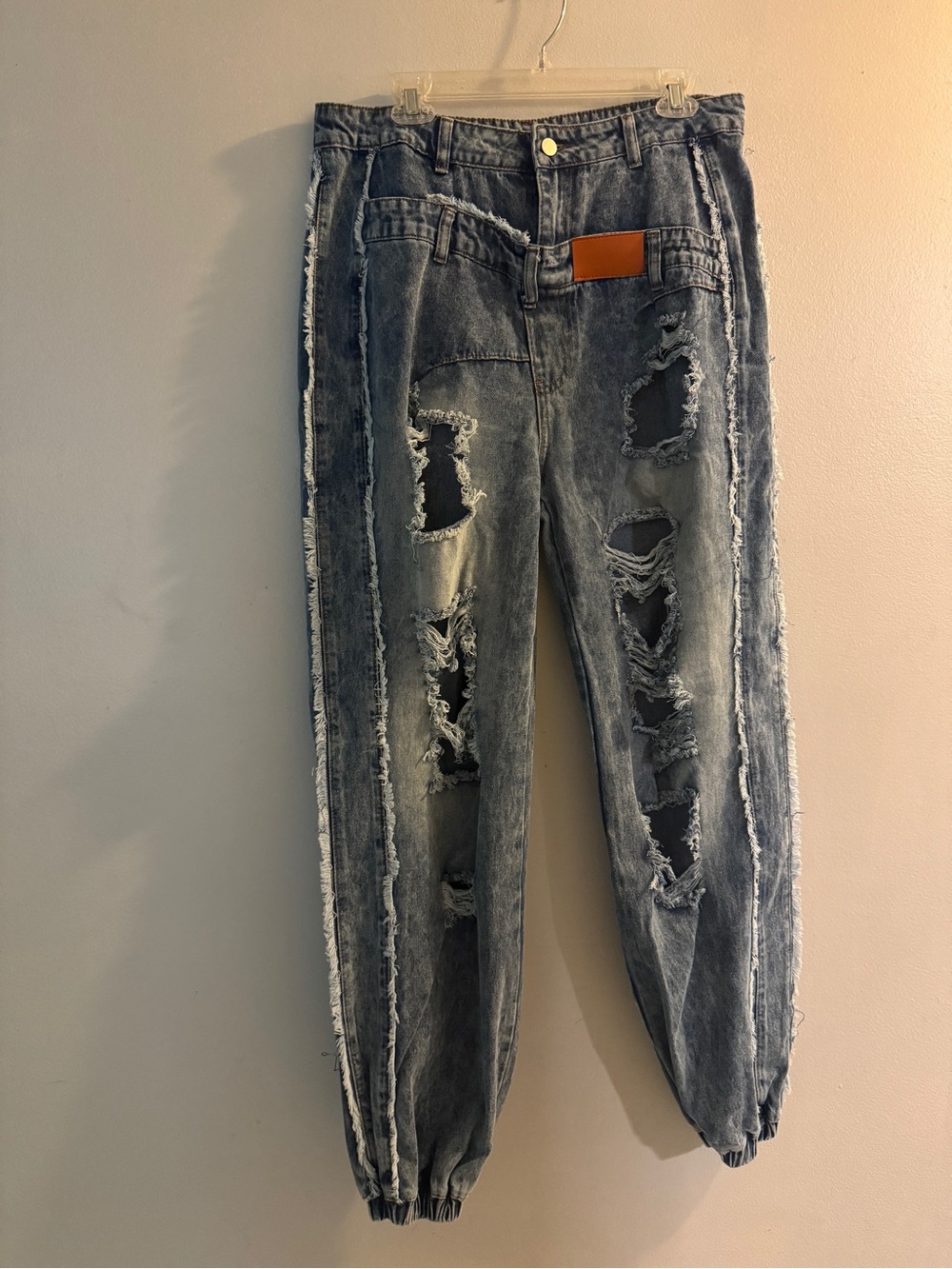 Lee Distressed Washed Black Denim Jogger Pants